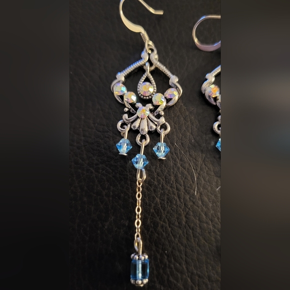Blue Chandelier Earrings - Picture 2 of 3